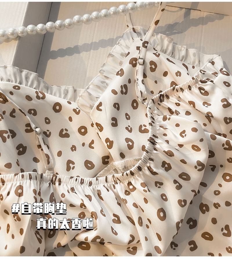 Strap Leopard Spaghetti Nightgown