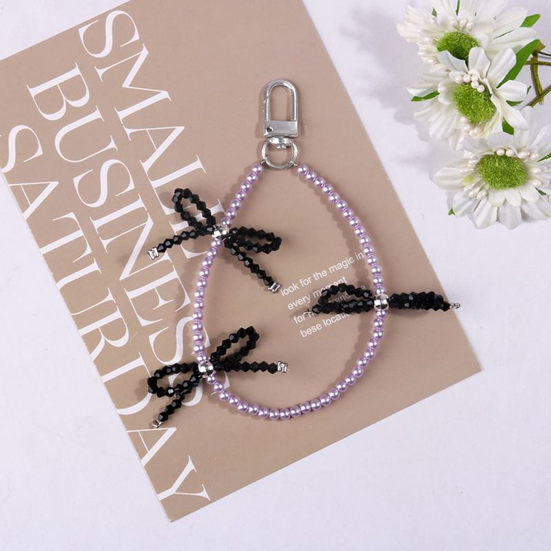 Bow Bead Bag Charm Keyring