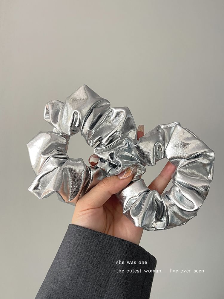 Metallic Patent Scrunchie