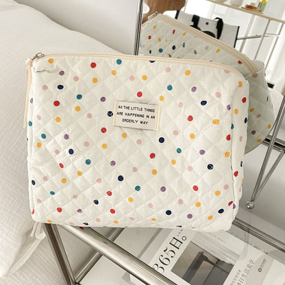 Polka Dot Fabric Makeup Bag / Clutch