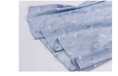 Plus Size Short Sleeve Square Neck Floral Print Midi A-Line Dress