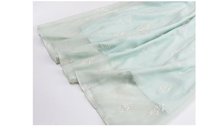 Plus Size Embroidered Mesh Puff Sleeve Square Neck Midi A-Line Dress