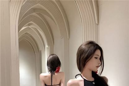 Neckholder-Maxikleid mit offenem Rücken und Meerjungfrauen-Muster