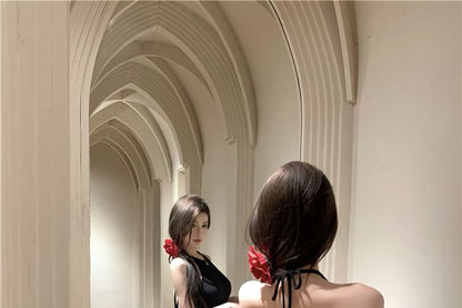 Neckholder-Maxikleid mit offenem Rücken und Meerjungfrauen-Muster