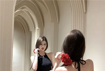 Neckholder-Maxikleid mit offenem Rücken und Meerjungfrauen-Muster