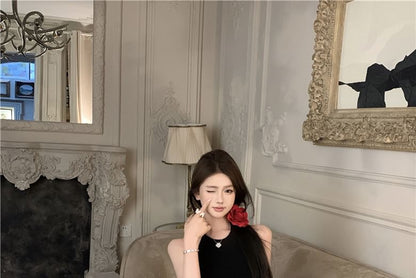 Neckholder-Maxikleid mit offenem Rücken und Meerjungfrauen-Muster