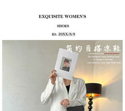 Chunky Heel Plain Metal Accent Slingback Toe Loop Sandals