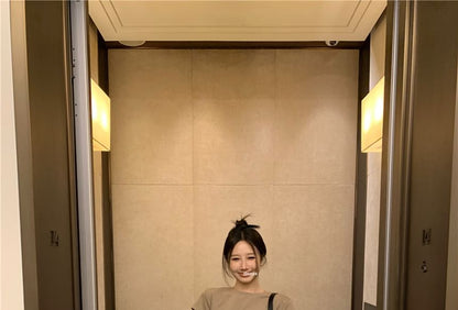 Short-Sleeve Crew Neck Plain Lettering Embossed Mock Two Piece Mini A-Line Dress