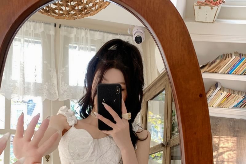 High Waist Plain Pleated Panel Lace Shorts