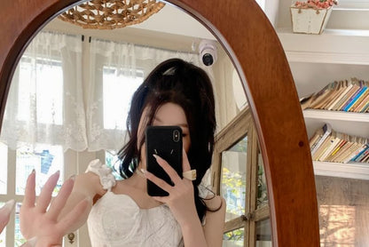 High Waist Plain Pleated Panel Lace Shorts