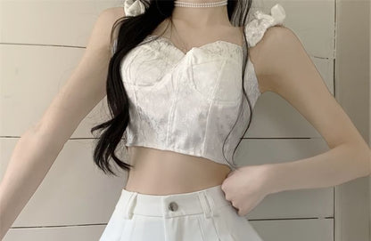 High Waist Plain Pleated Panel Lace Shorts