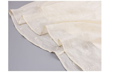 Short-Sleeve Floral Embroidered Midi A-Line Dress