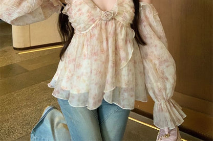 Floral Ruffle Halter Top