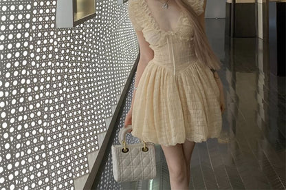 Sleeveless Plain Ruffle Mini A-Line Dress