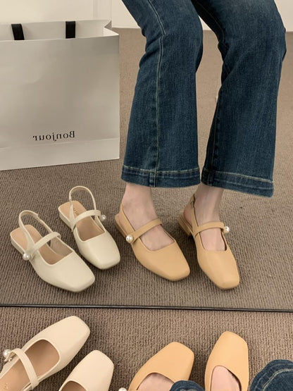 Square Toe Slingback Mary Jane Shoes
