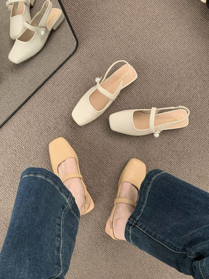 Square Toe Slingback Mary Jane Shoes