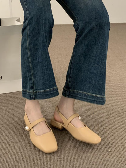 Square Toe Slingback Mary Jane Shoes