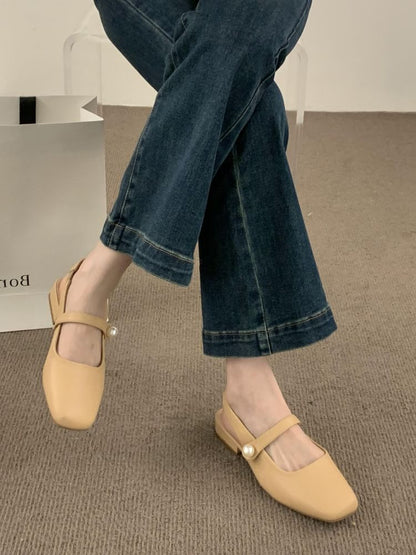 Square Toe Slingback Mary Jane Shoes