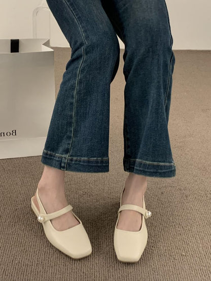 Square Toe Slingback Mary Jane Shoes
