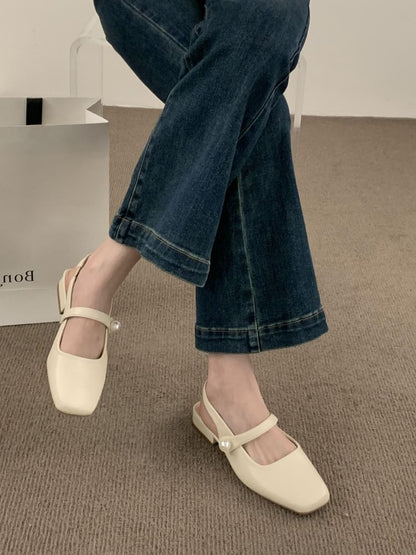 Square Toe Slingback Mary Jane Shoes