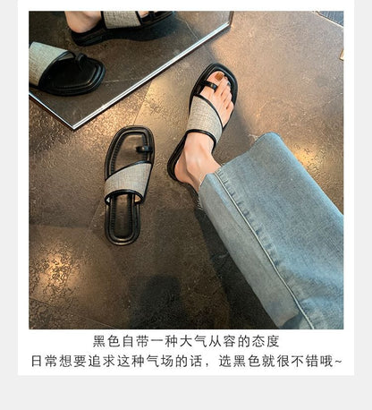 Toe Loop Slide Sandals