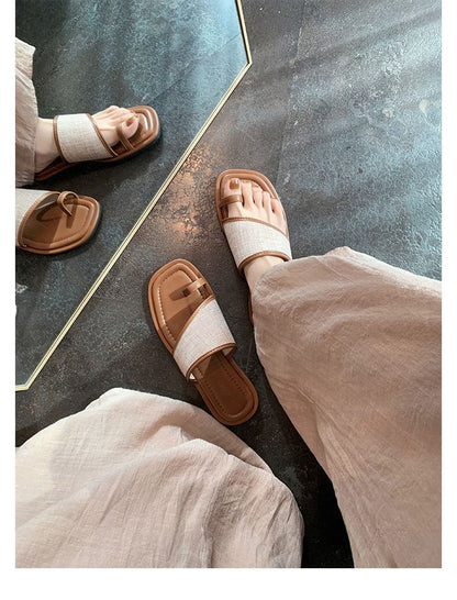 Toe Loop Slide Sandals