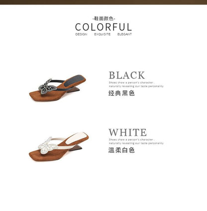 Butterfly Wedge Thong Sandals