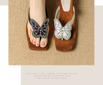 Butterfly Wedge Thong Sandals