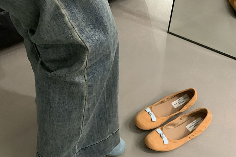 Flats Suede Faux Bow