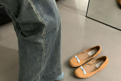 Flats Suede Faux Bow
