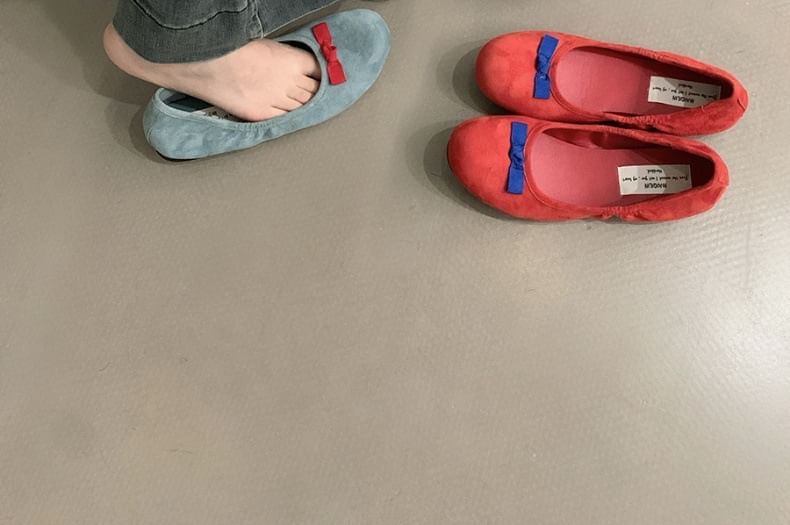 Flats Suede Faux Bow