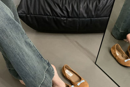 Flats Suede Faux Bow