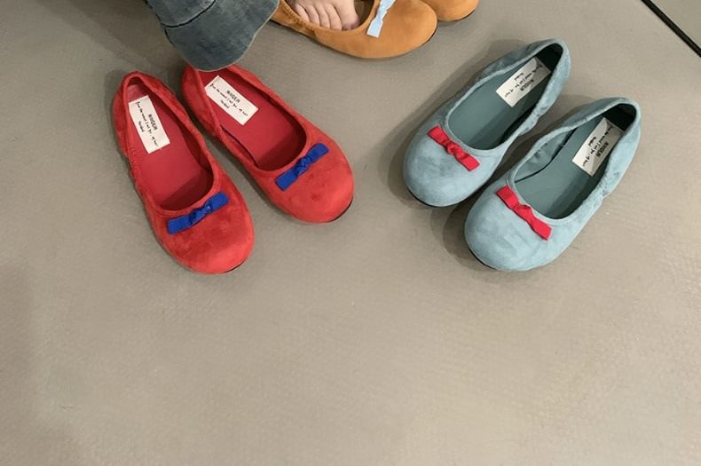 Flats Suede Faux Bow