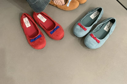 Flats Suede Faux Bow