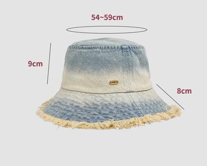 Frayed Hat Edge With Denim Bucket