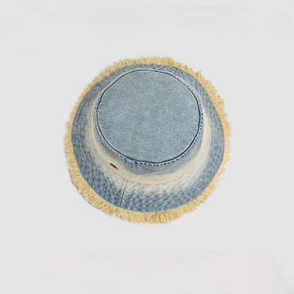 Frayed Hat Edge With Denim Bucket