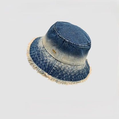 Frayed Hat Edge With Denim Bucket