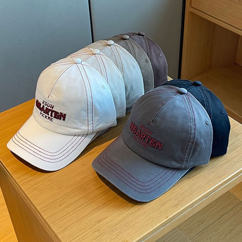 Lettering Baseball Embroidered Cap