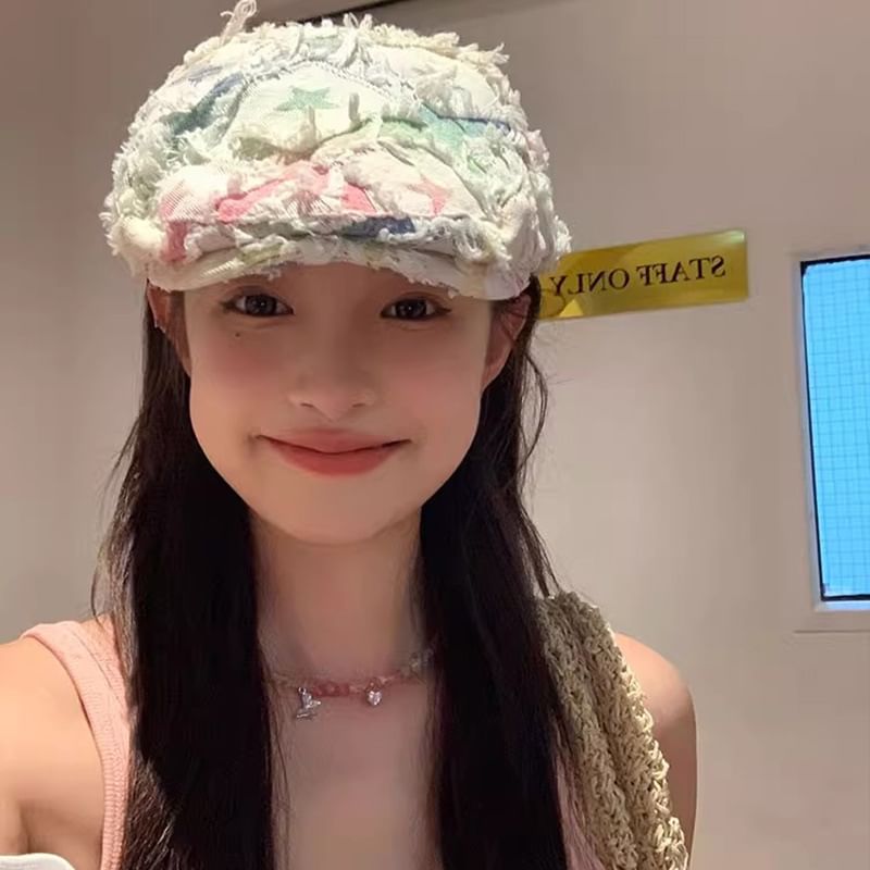 Patchwork Newsboy Hat Cabbie Distressed