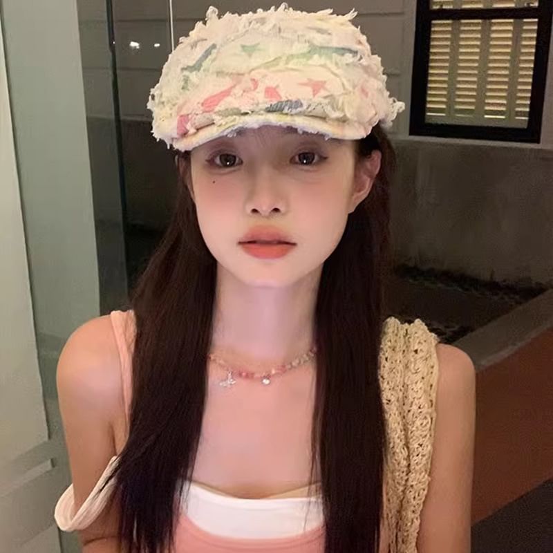 Patchwork Newsboy Hat Cabbie Distressed