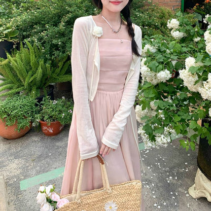 Spaghetti Strap Square Neck Plain Maxi A-Line Dress