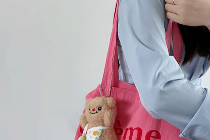Lettering Canvas Tote Bag / Bag Charm / Set