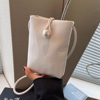 Leather Plain Faux Crossbody Bag