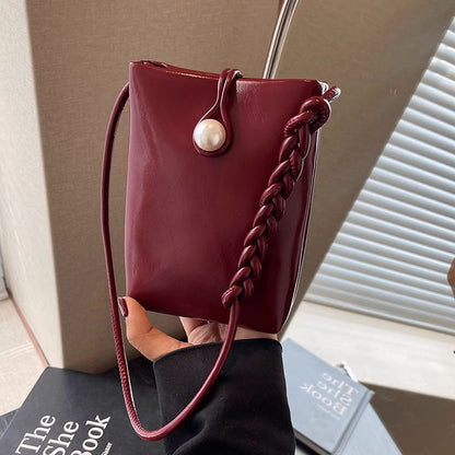 Leather Plain Faux Crossbody Bag