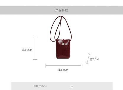 Leather Plain Faux Crossbody Bag