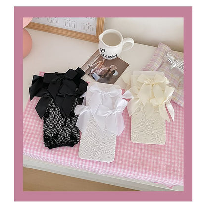 Plain Bow Short Socks / Set