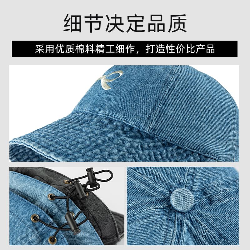 Bow Embroidered Denim Baseball Cap