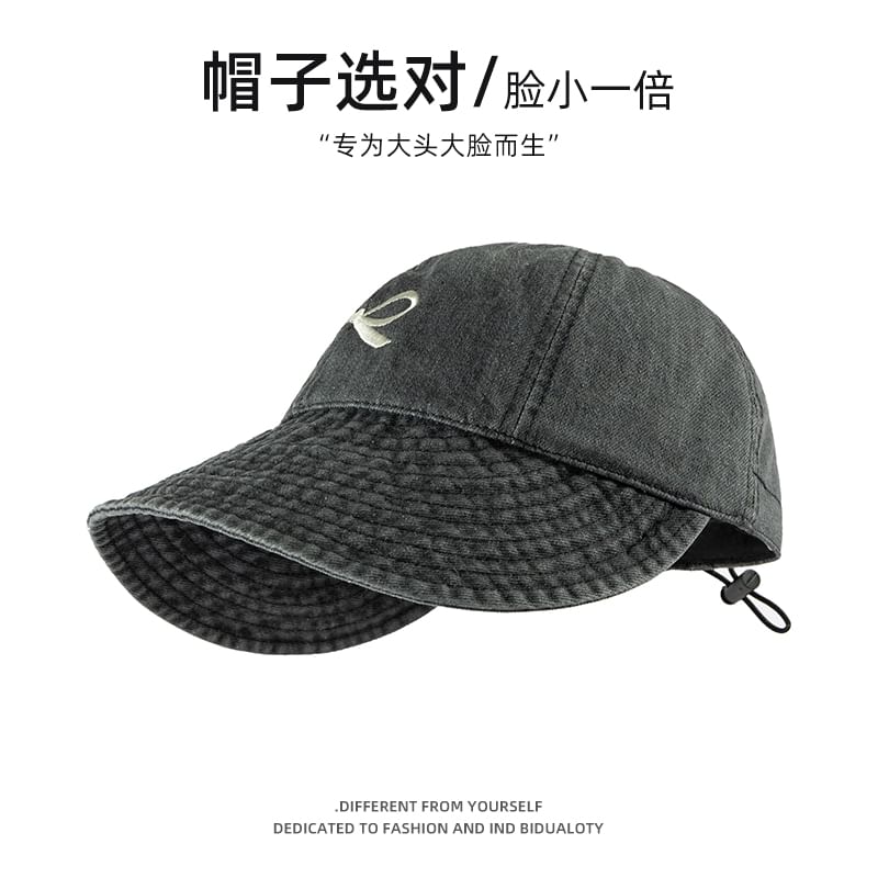 Bow Embroidered Denim Baseball Cap