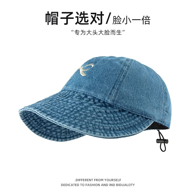 Bow Embroidered Denim Baseball Cap