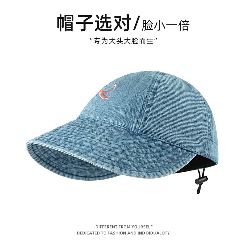 Bow Embroidered Denim Baseball Cap